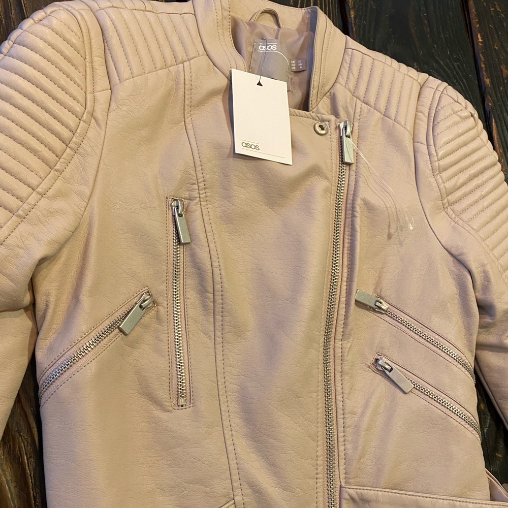 Faux motorcycle beige ASOS jacket.